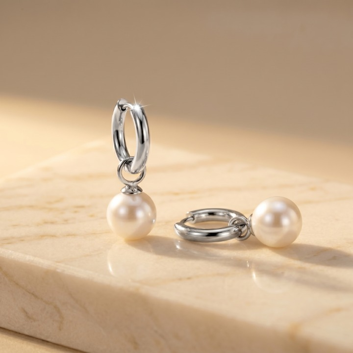 Aretes de Perla · Acero Inoxidable Waterproof