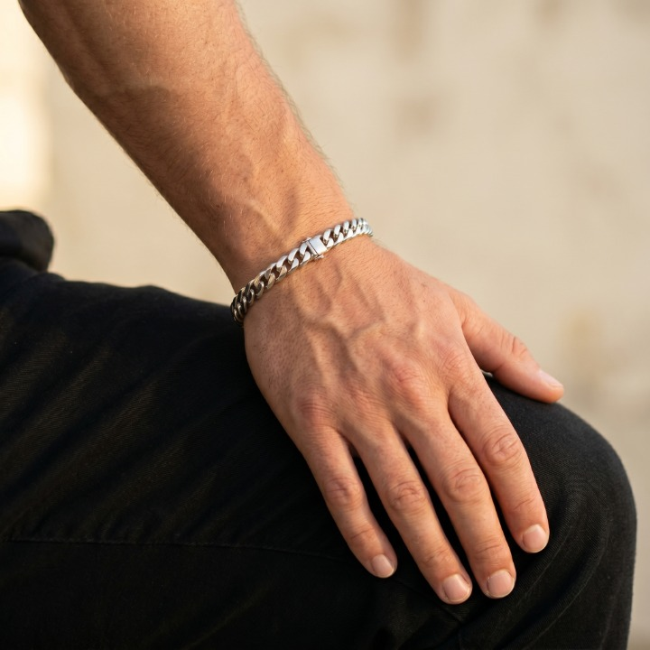 Pulsera Cubana · Acero Inoxidable Waterproof